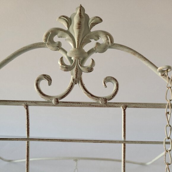 Heavy Cast Iron White Enamel Recipe Book Stand, Fleur De Lis  METAL RUSTIC  CREAM HEAVY EASEL COOKBOOK STAND COTTAGE CHIC FLEUR DE LIS DESIGN